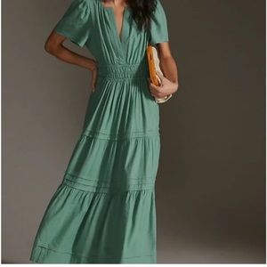 Anthropologie the Somerset Maxi Dress in Sea Green Size Small VGUC